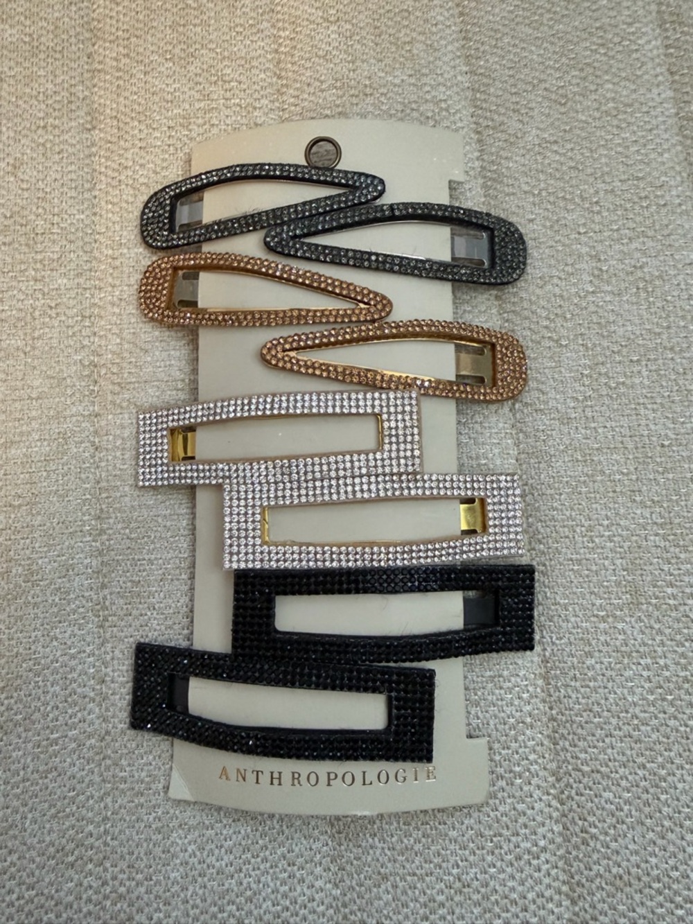 Anthropologie Rhinestone Snap Hair Clips in Black, Rose Gold, Silver